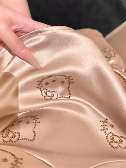 Hellokitty Champagne Premium Satin 2 Piece Silky Set